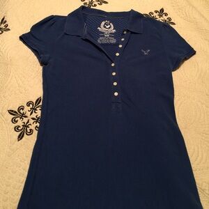 American Eagle Outfitters Blue Short Sleeve Polo